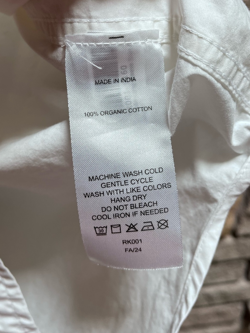 100% Organic Cotton Poplin Long Sleeve Shirt White Large - Picture 7 of 13
